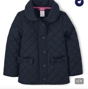 Gymboree Navy Quilted Jacket with Pink Trim